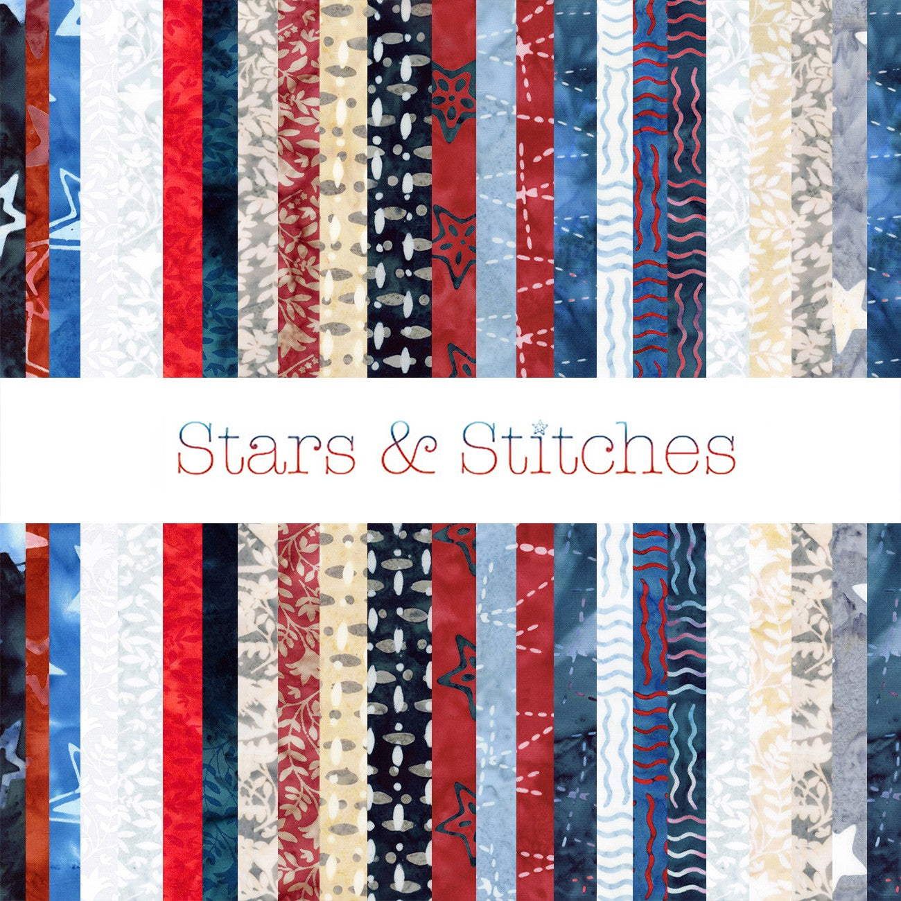 Batiks Stars & Stitches 5 Inch Stacker, 42pcs