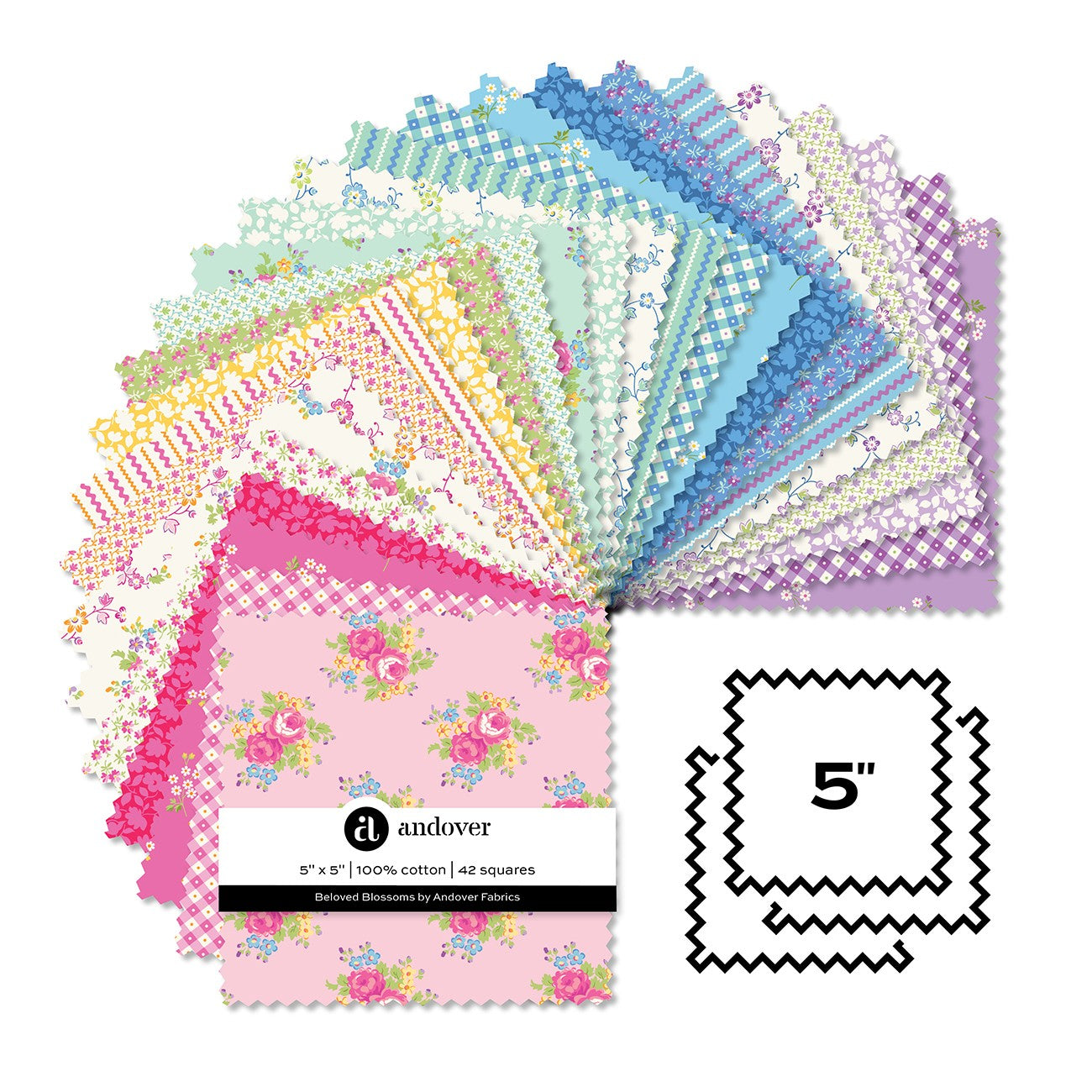 Beloved Blossoms 5 Inch Square 42 Cuts Each