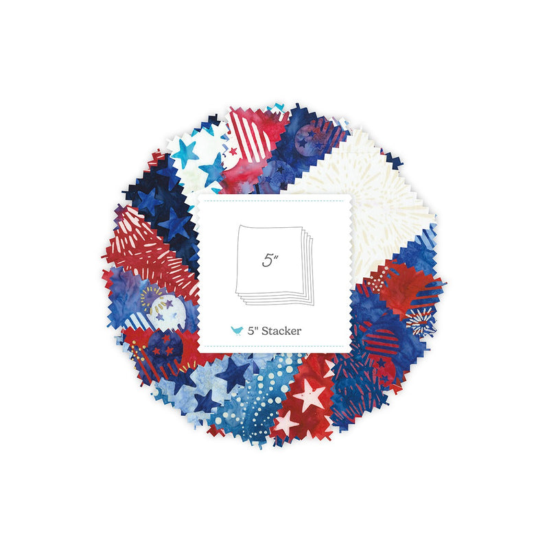 Batiks Spark of Celebration Liberty 5in Squares A, 42 Pcs.