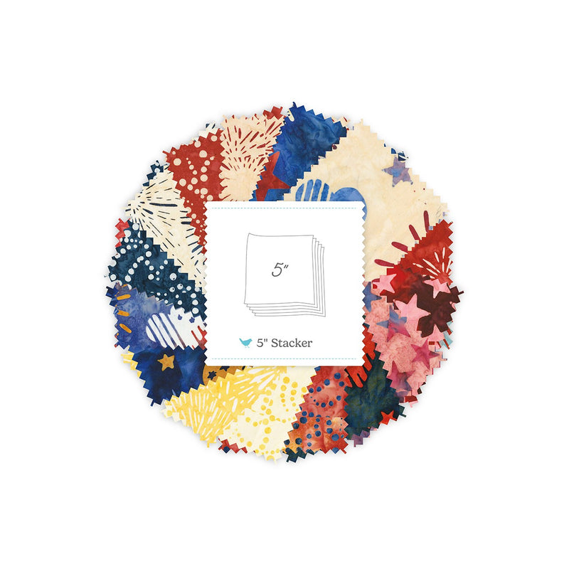 Batiks Spark of Celebration Old Glory 5in Squares B, 42 Pcs.