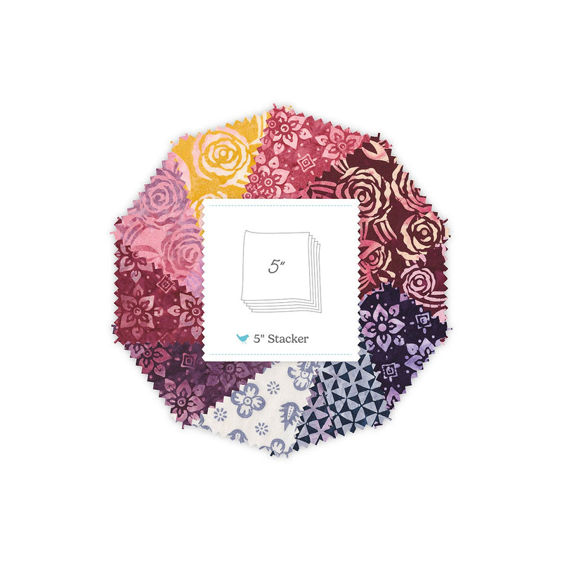 Batiks Rose Petal Blooms 5in Squares B, 42 Pcs.
