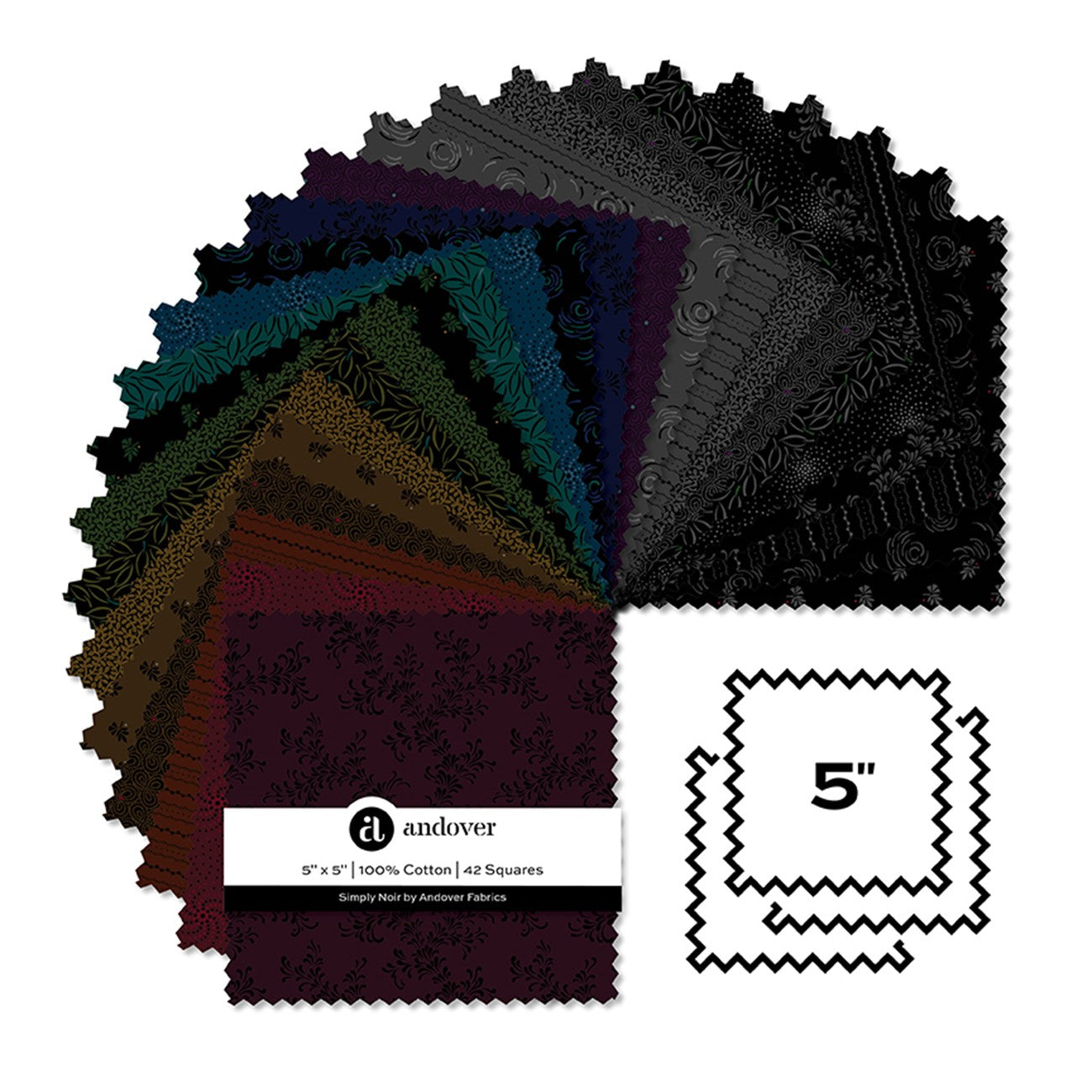 Simply Noir - 5 Inch Square - 42 Cuts Each