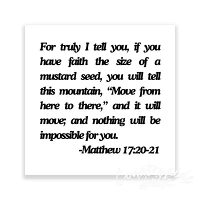 5 Precut Quilt Squares Printed with Matthew 17:20-21 5in