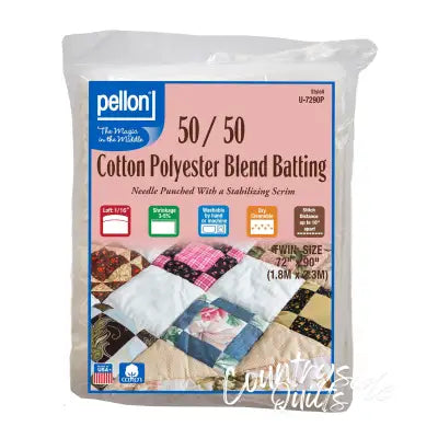 50/50 Cotton Poly Blend with Scrim Batting Twin 72in x 90in