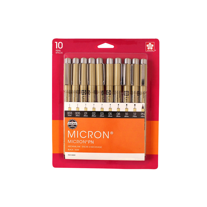Pigma Micron 10 Piece Set - Black