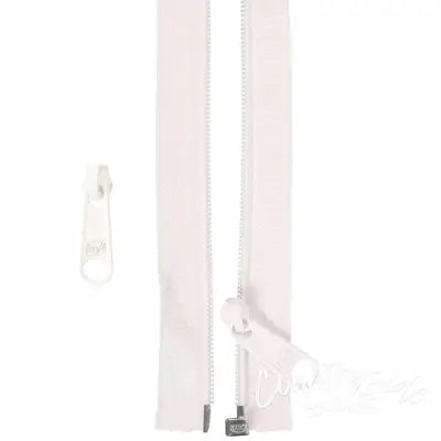 50in Separating Zipper and Extra Slide White