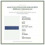 Product Specifications – Maxi-Lock Polyester Serger 50wt 3000yds Copenhagen