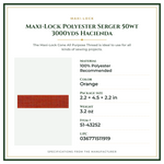 Product Specifications – Maxi-Lock Polyester Serger 50wt 3000yds Hacienda