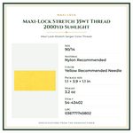 Product Specifications – Maxi-Lock Stretch 35wt Thread 2000yd Sunlight