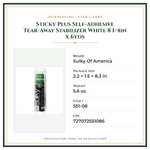 Product Specifications – Sticky Plus Self-Adhesive Tear-Away Stabilizer White 8 1/4in x 6yds