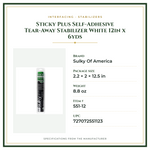 Product Specifications – Sticky Plus Self-Adhesive Tear-Away Stabilizer White 12in x 6yds