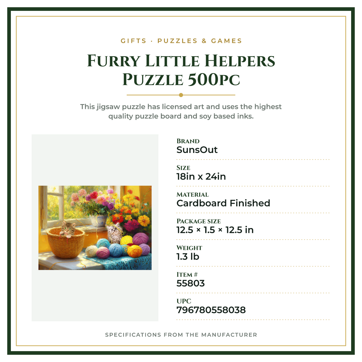 Product Specifications – Furry Little Helpers Puzzle 500pc