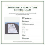 Product Specifications – Starburst of Hearts Table Runner / Scarf