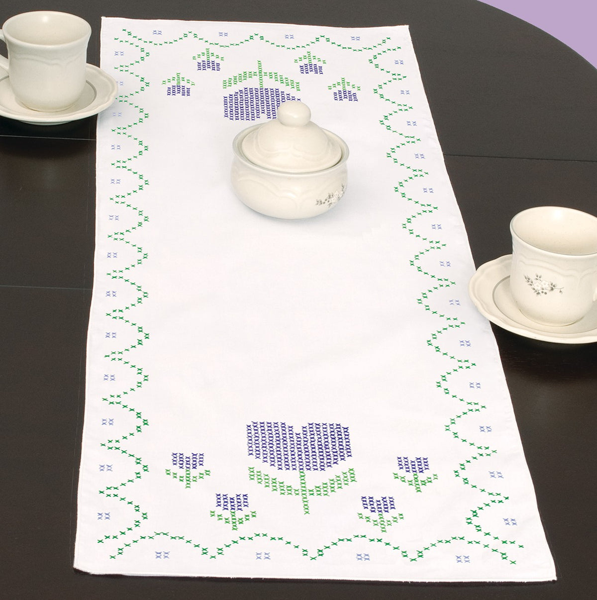 Cross-Stitch Tulips Table Runner