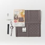 Cosmo Sashiko Coaster Pair Kit with Pre-printed precut Cloth Set - Pale Grey