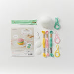 Tiny Zippered Crochet Pouch Kit with Embroidery Floss Colorful Macaron