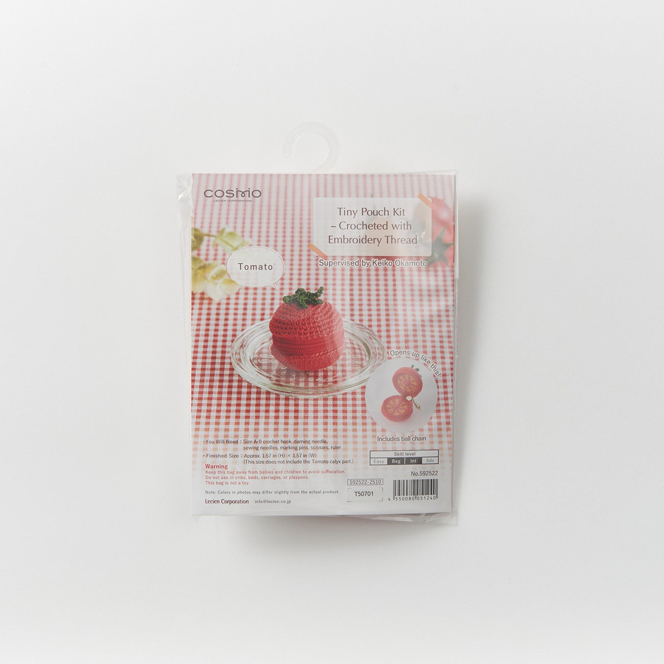 Tiny Zippered Crochet Pouch Kit with Embroidery Floss Tomato