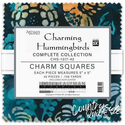 5in Squares, Charming Hummingbirds, 42pcs