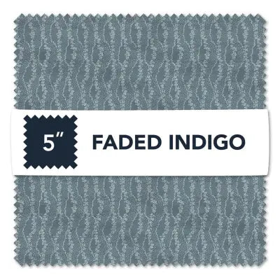 5in Squares Faded Indigo