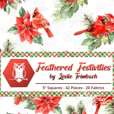 5in Squares Feathered Festivities 42pcs 2-4pcs of Each Print