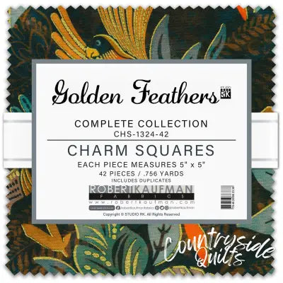 5in Squares, Golden Feathers, 42pcs