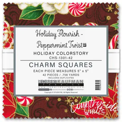 5in Squares Holiday Flourish - Peppermint Twist 42pcs