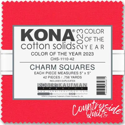 5in Squares Kona Cotton, Color of the Year 2023 Crush 42pcs/bundle