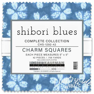 5in Squares Shibori Blues 42pcs/bundle