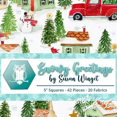 5in Squares Snowy Greetings 42pcs 2-4pcs of Each Print