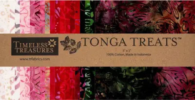 5in Squares Tonga Batik Geranium, 42pcs/bundle