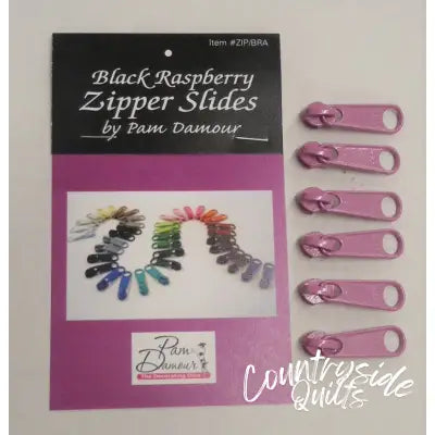 6 Large Tab Zipper Slides Black Raspberry
