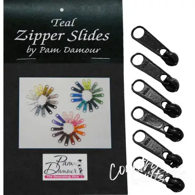 6 Large Tab Zipper Slides Black