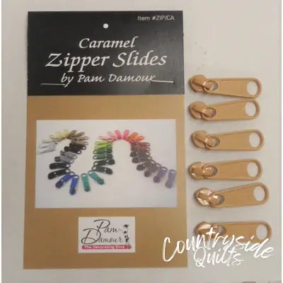 6 Large Tab Zipper Slides Caramel