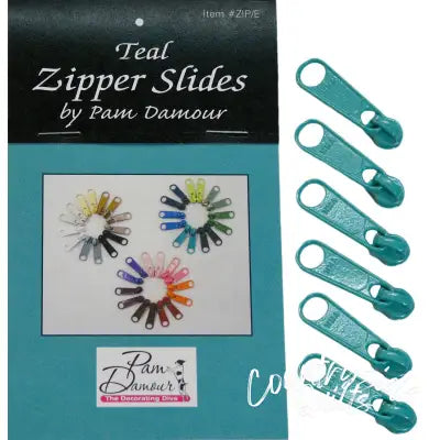 6 Large Tab Zipper Slides Teal