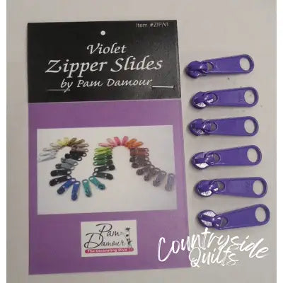6 Large Tab Zipper Slides Violet