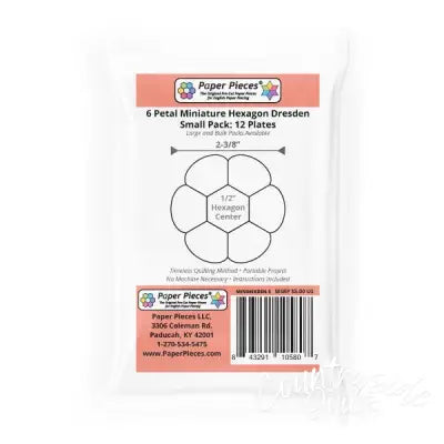 6 Petal Miniature Hexagon Dresden: Small Pack makes 12 Complete Plates