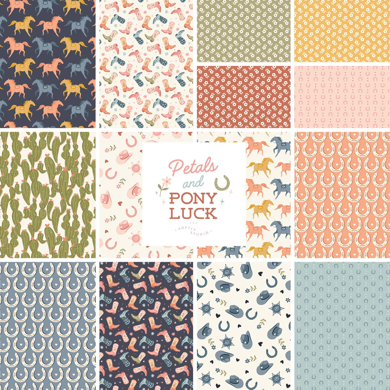 Fat Quarter Petals & Pony Luck Organic, 14pcs/bundle
