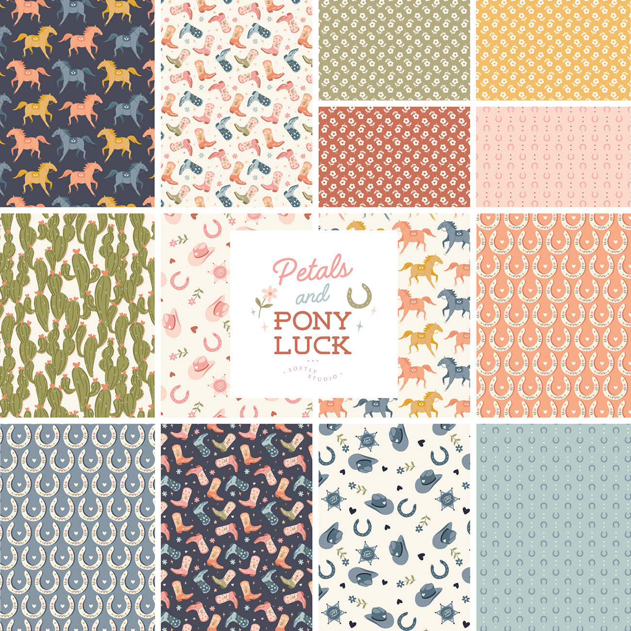 10in Squares Petals & Pony Luck Organic, 42pcs/bundle