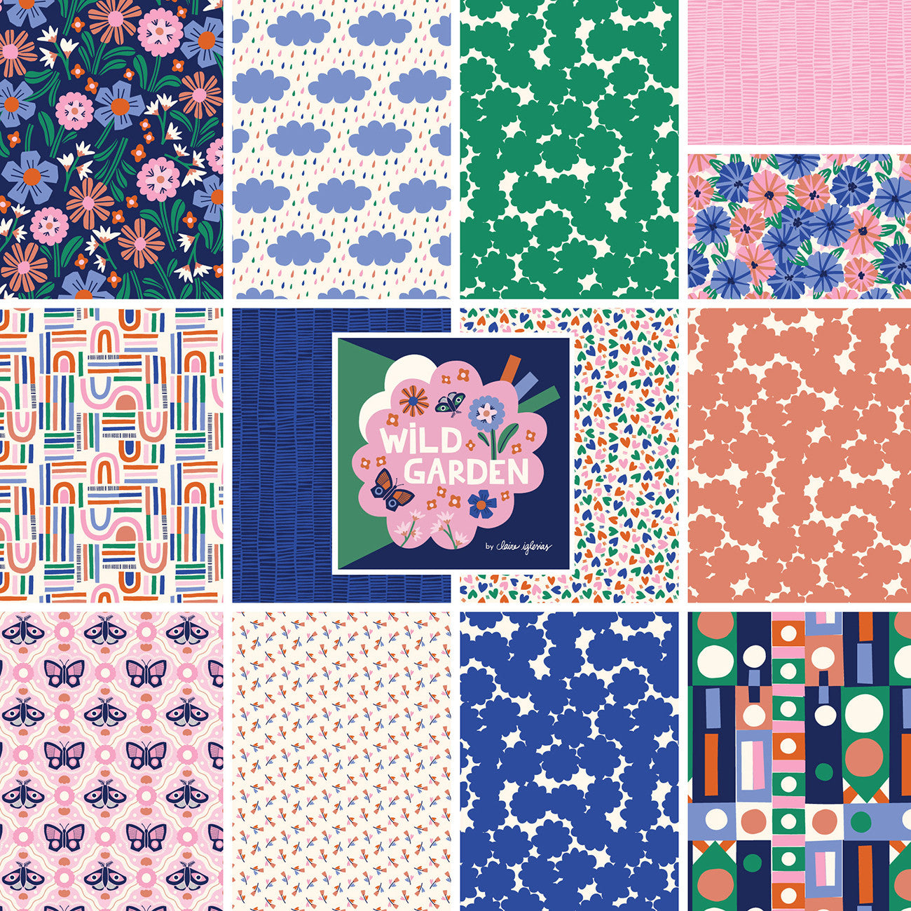 Fat Quarter Wild Garden Organic, 13pcs/bundle