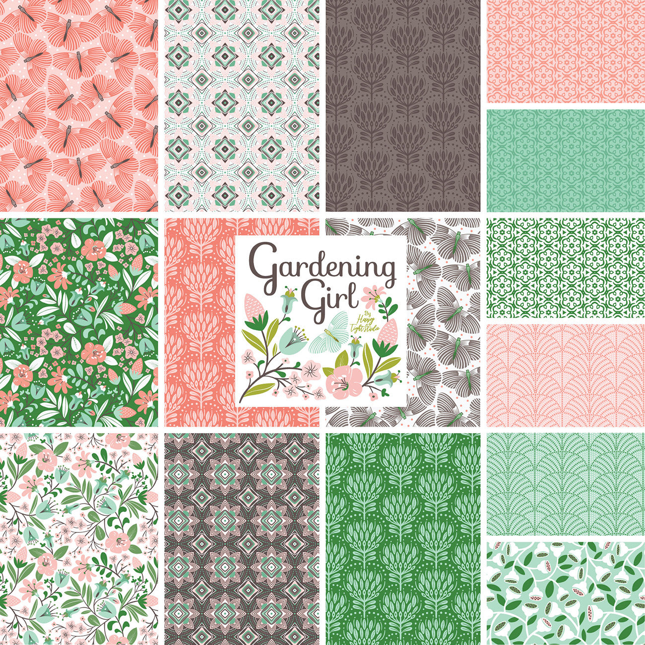 Fat Quarter Gardening Girl Organic, 16pcs/bundle