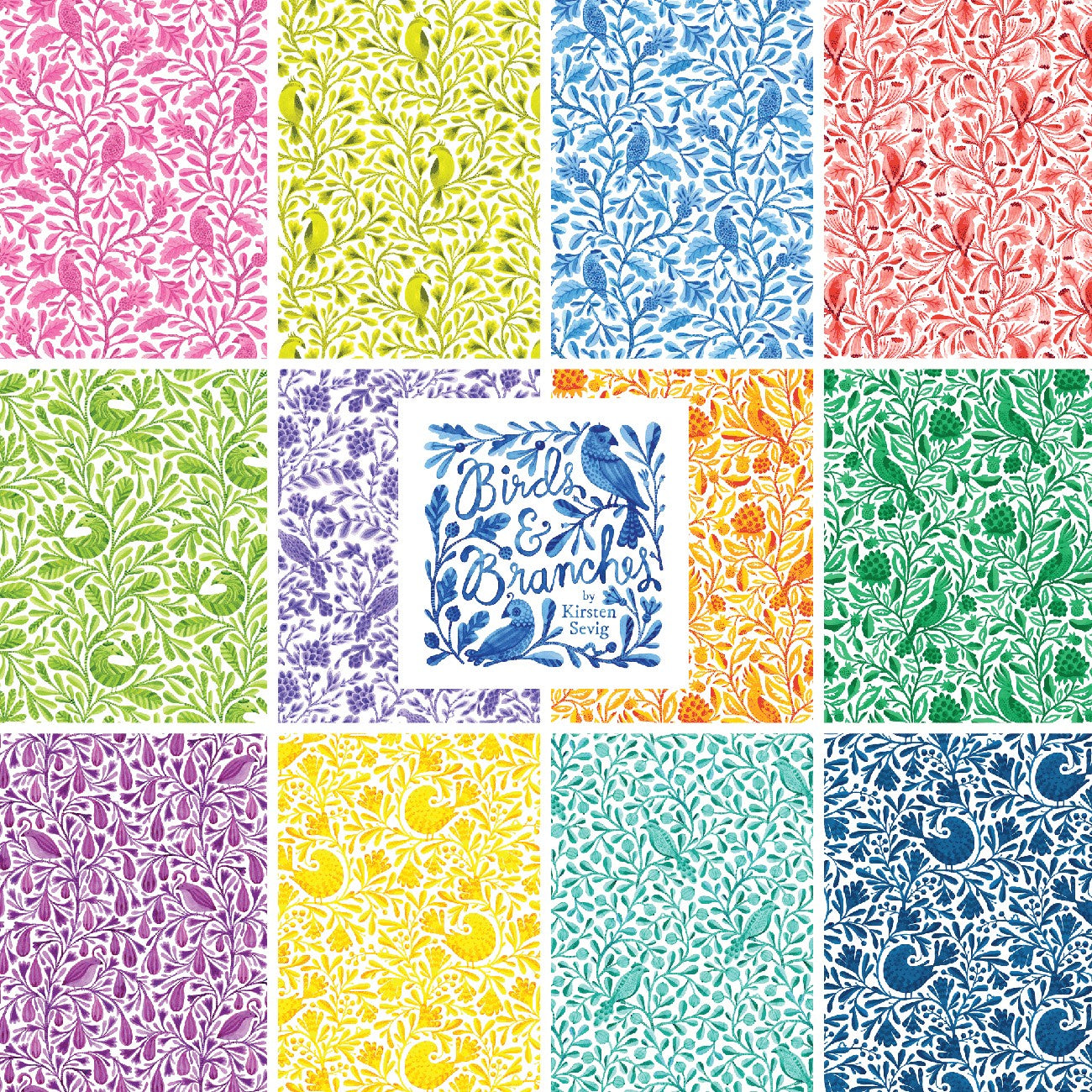 2.5in Strips, Birds & Branchs Bright, 40pcs/bundle Organic