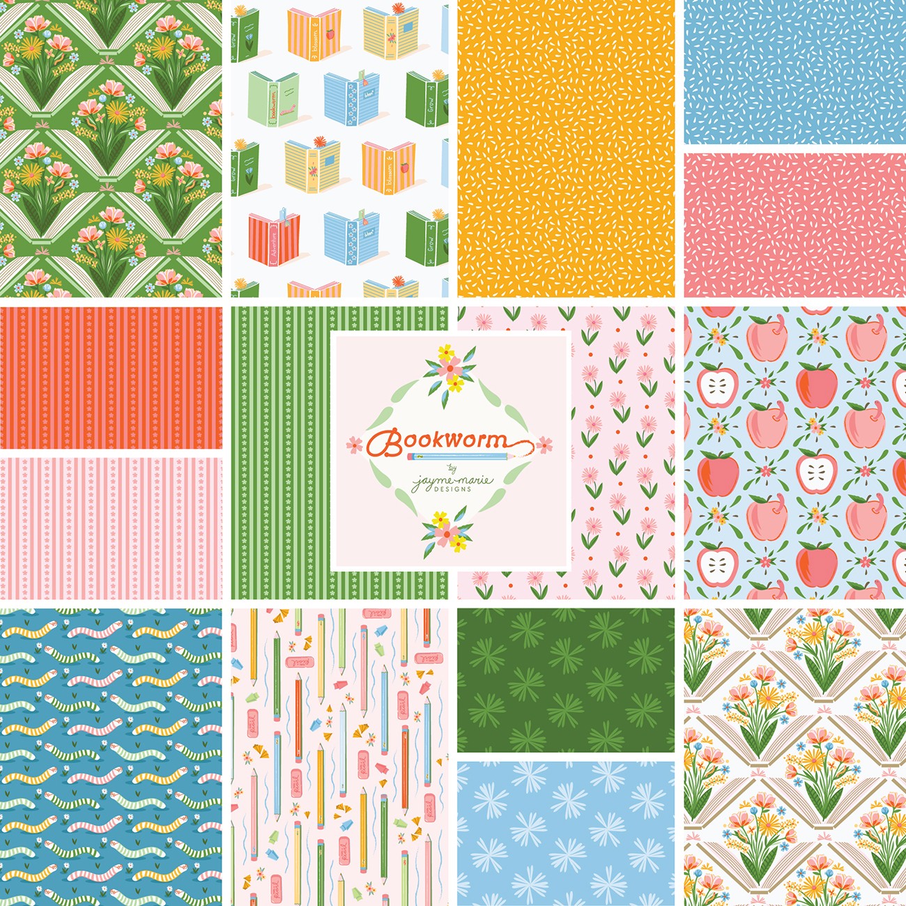 Fat Quarter Bookworm 15Pcs/Bundle