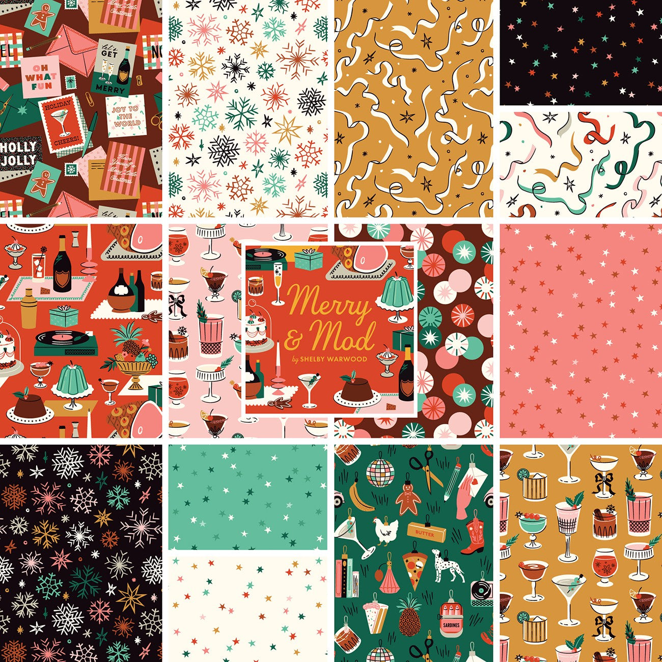 2.5In Squares Strips Merry & Mod 40Pcs/Bundle