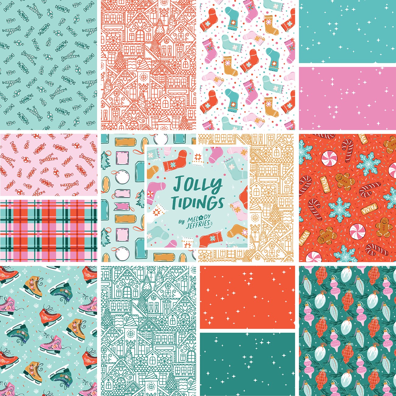 Fat Quarter Jolly Tidings 15Pcs/Bundle
