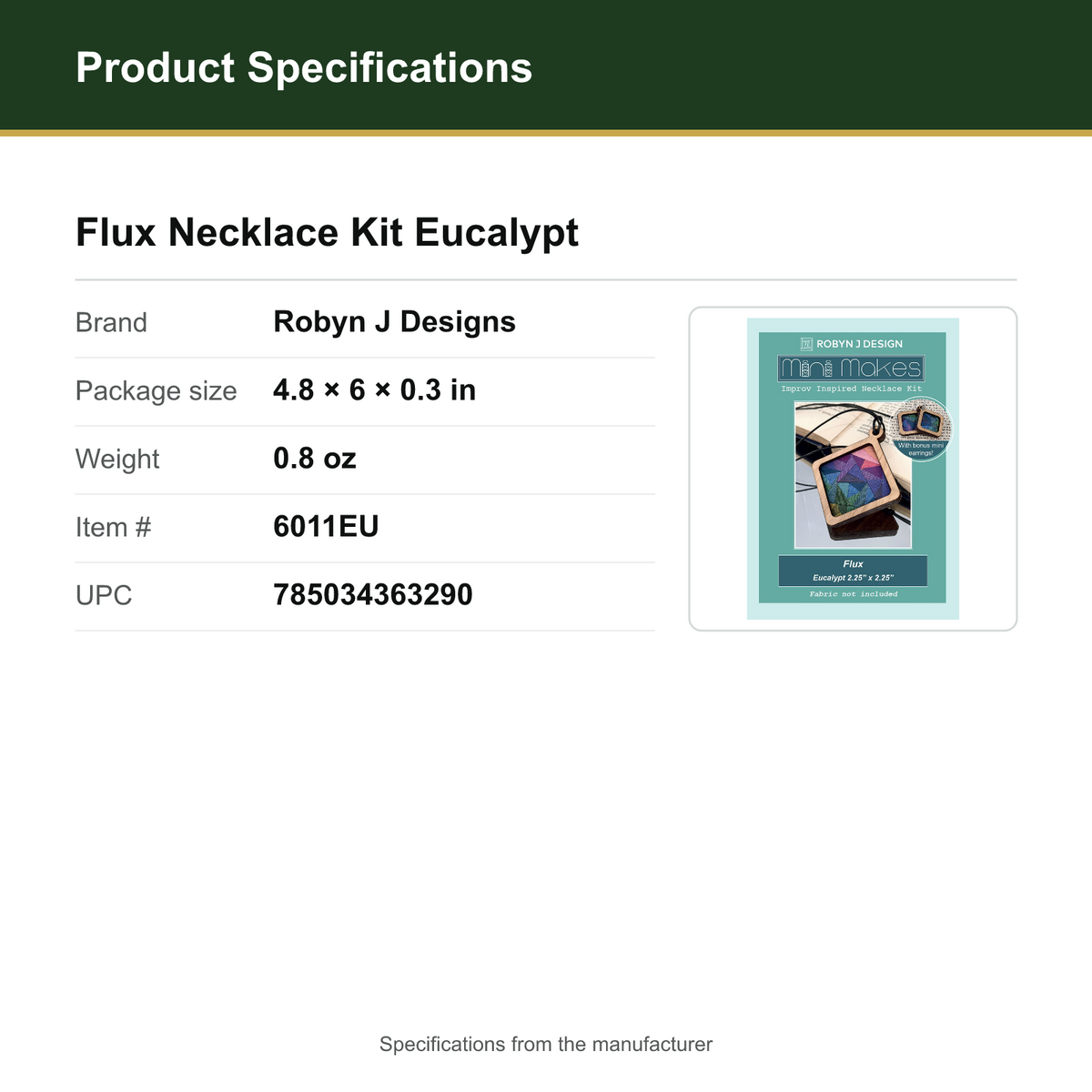 Product Specifications – Flux Necklace Kit Eucalypt