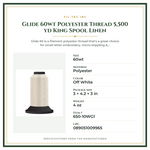 Product Specifications – Glide 60wt Polyester Thread 5,500 yd King Spool Linen