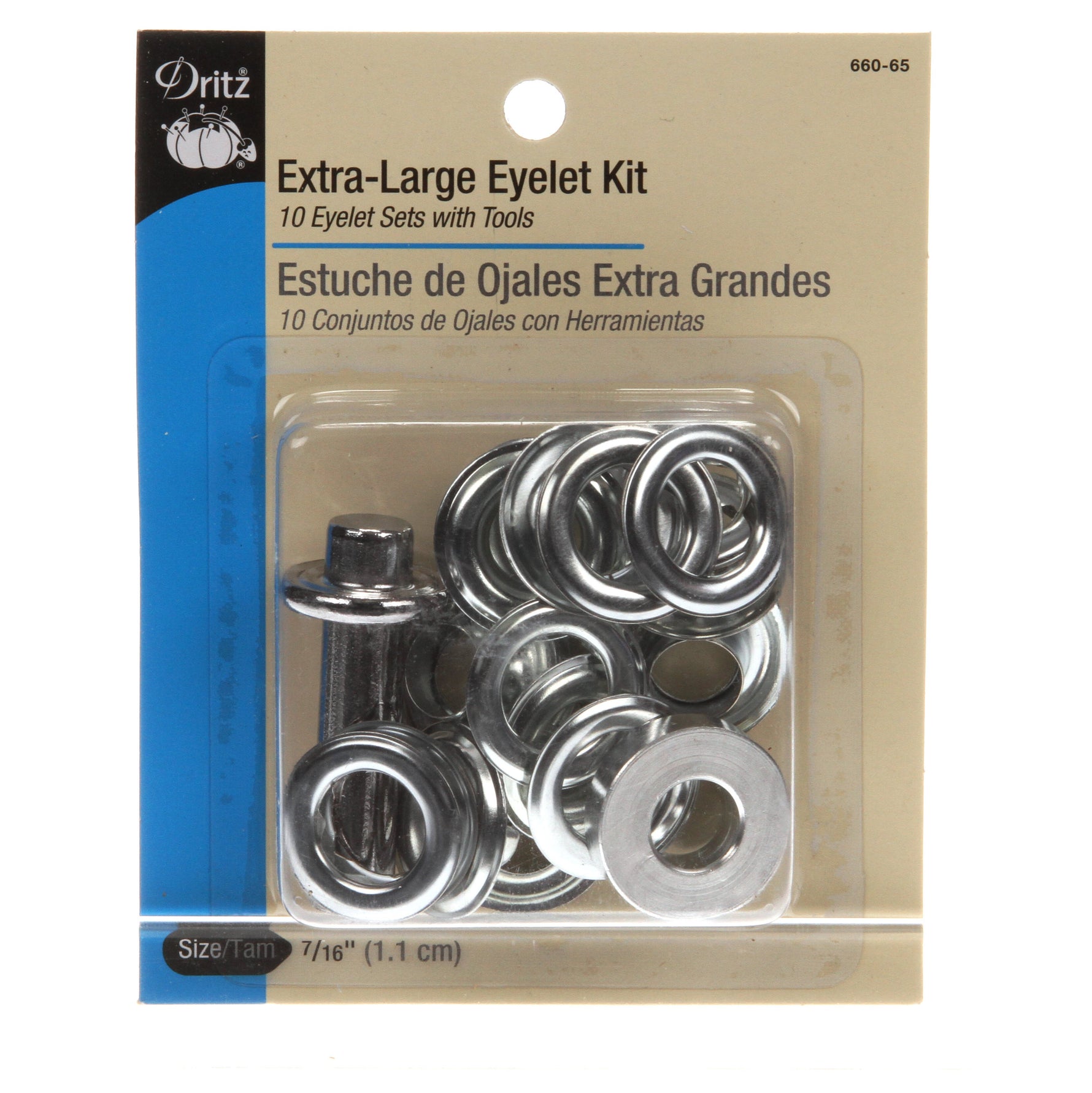 Extra Large Eyelets and Tool Zinc 7/16in