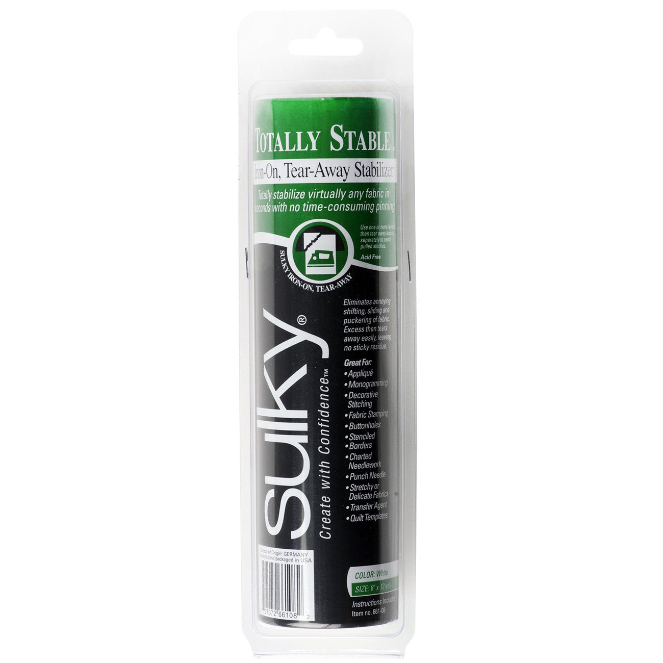 Totally Stable Iron-on Tear-Away Stabilizer White 8in x 12yds