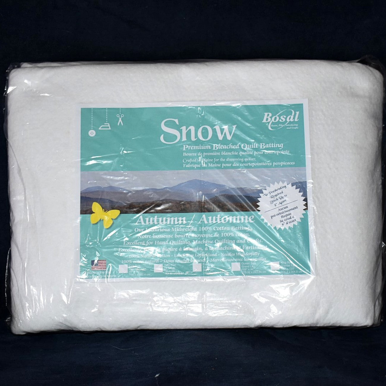 Snow 100% Bleached Cotton 4oz Twin 72in x 96in