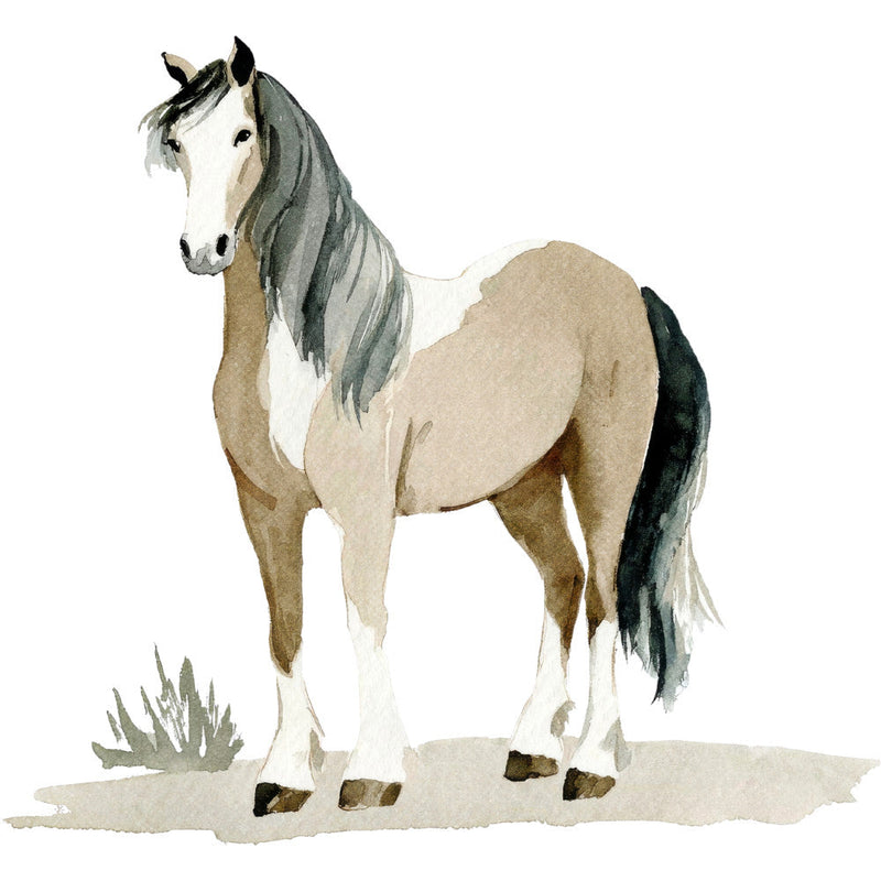 Watercolor Horses Fabric Panel 60